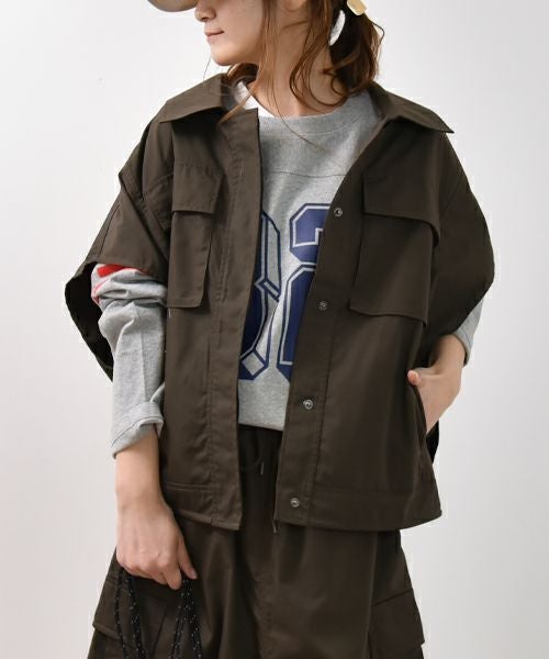  KIFFE｜スリーブレス ミリタリーシャツベスト [[KF241PC00022]][C]