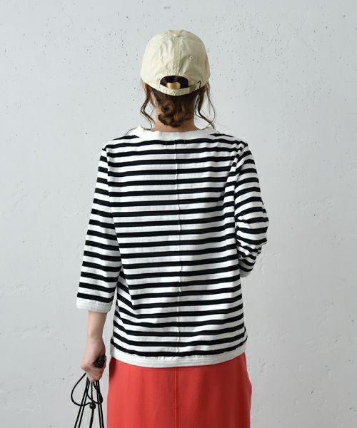 and quarter｜七分袖ボーダーカットソー [[MA-047]][C]