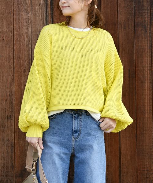 ROSIEE｜メッシュクロップド丈ニット [[R581235]][C] | ma28 ONLINE STORE