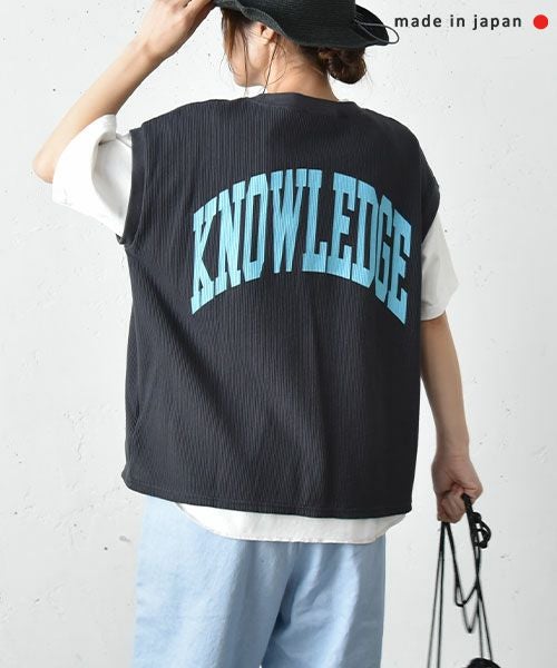 her.｜ロゴ入りノースリーブワッフルTee [[131254H]][C]