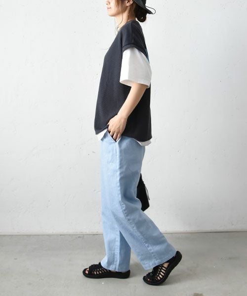 her.｜ロゴ入りノースリーブワッフルTee [[131254H]][C]