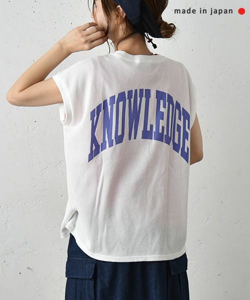 her.｜ロゴ入りノースリーブワッフルTee [[131254H]][C]