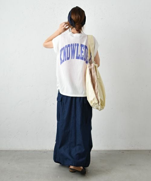 her.｜ロゴ入りノースリーブワッフルTee [[131254H]][C]