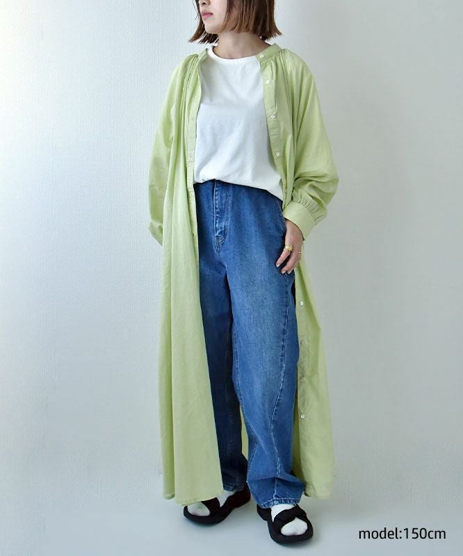 day standard｜バンドカラーボリュームギャザーOP [[36-0088]][D]