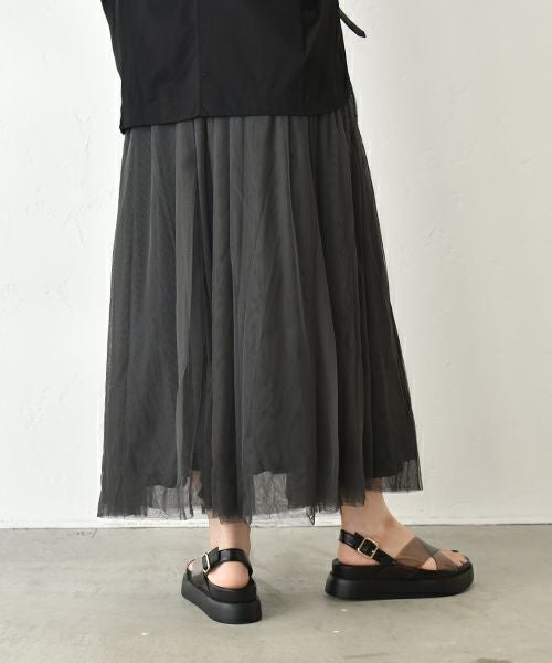 HUMS｜ラインテープデニムチュールスカート [[1413809]