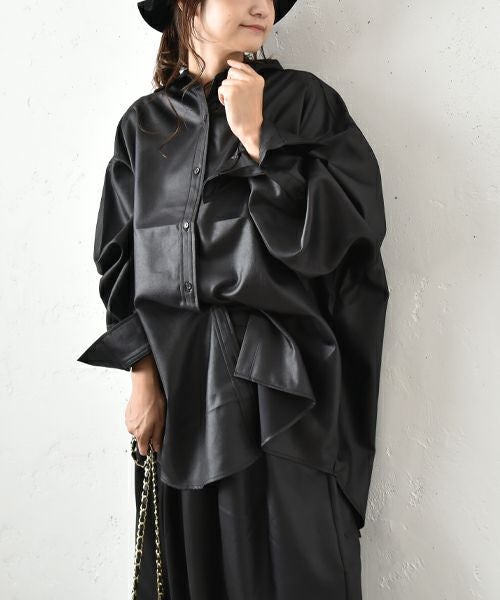 HUMS｜フェイクレザーシャツジャケット [[D-2431M]][C]