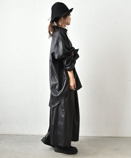 HUMS｜フェイクレザーシャツジャケット [[D-2431M]][C]