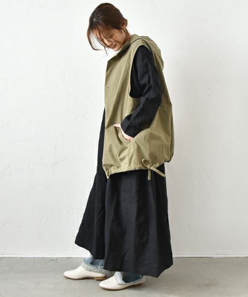 hagumu｜フード付きコットンナイロンベスト [[hag-110]]