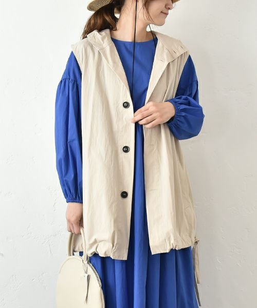 hagumu｜フード付きコットンナイロンベスト [[hag-110]]