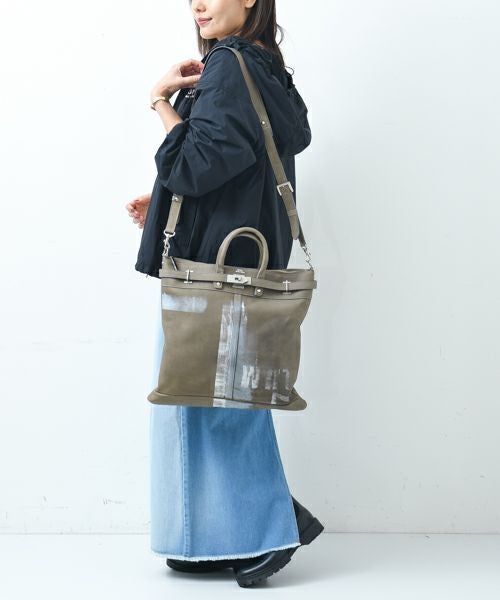 M.U.L|ペイントデザインデニムレザーヘルメットバッグM [[MUL068 M.U.L|ペイントデザインデニムレザーヘルメットバッグM [[MUL068