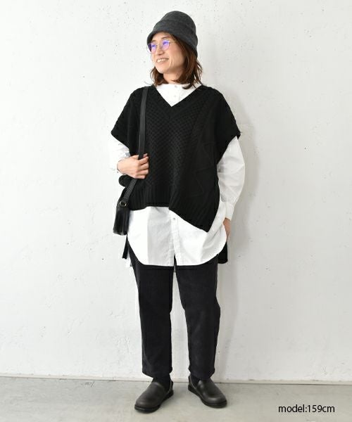 hagumu｜ウール混サイドリボンベスト [[125677]][C]