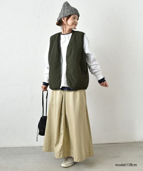 OUR キルティングベスト オリーブグリーン Our.｜ナイロンキルトVベスト [[C-9019]][C] | ma28 ONLINE STORE