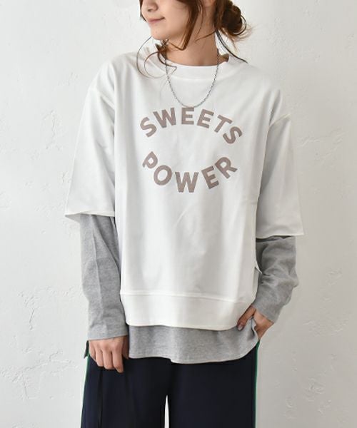 Gives a sense of fullment｜6分袖プリントスウェット [[851307]][C]