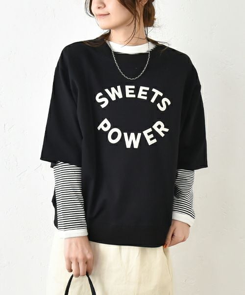 Gives a sense of fullment｜6分袖プリントスウェット [[851307]][C]