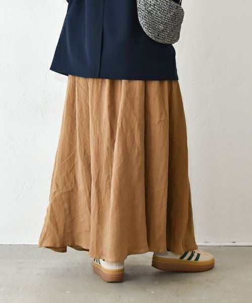 HUMS｜リネンタックサーキュラーマキシスカート [[851104]][C]