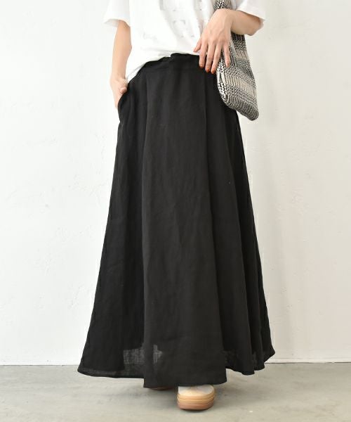 HUMS｜リネンタックサーキュラーマキシスカート [[851104]][C]