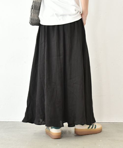 HUMS｜リネンタックサーキュラーマキシスカート [[851104]][C]