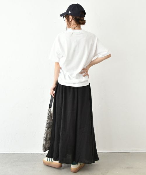 HUMS｜リネンタックサーキュラーマキシスカート [[851104]][C]