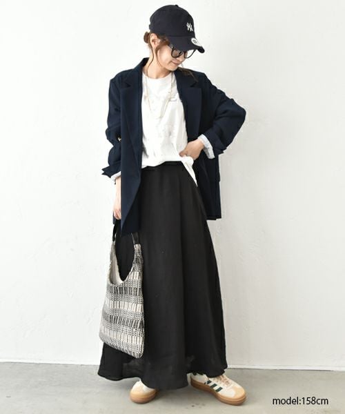 HUMS｜リネンタックサーキュラーマキシスカート [[851104]][C]
