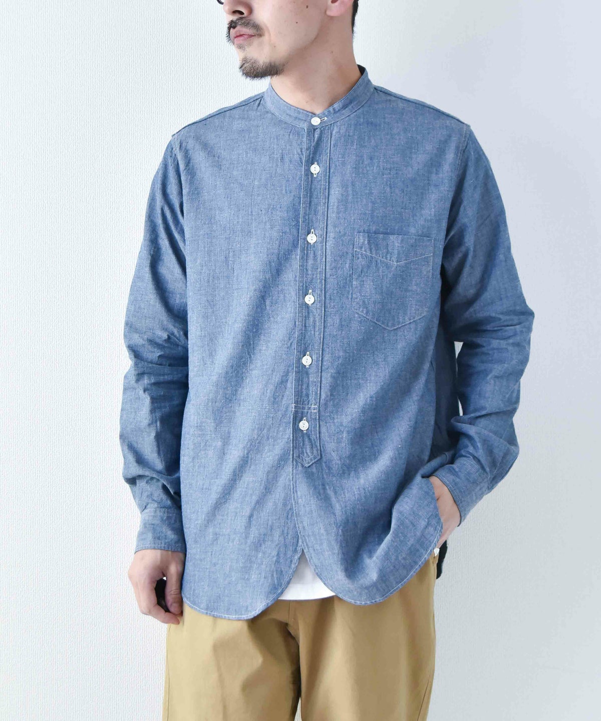 FOB FACTORY｜バンドカラーシャツ [[F3428]][D]