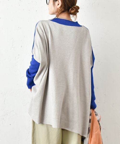 HUMS｜ドルマンバイカラーニット [[RNK-0933]][C]