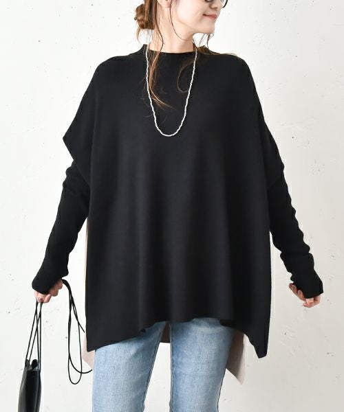 HUMS｜ドルマンバイカラーニット [[RNK-0933]][C]