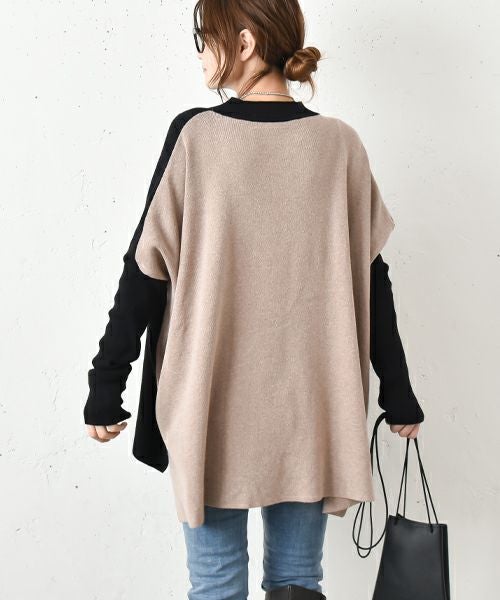 HUMS｜ドルマンバイカラーニット [[RNK-0933]][C]