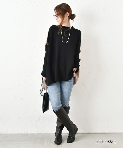 HUMS｜ドルマンバイカラーニット [[RNK-0933]][C]