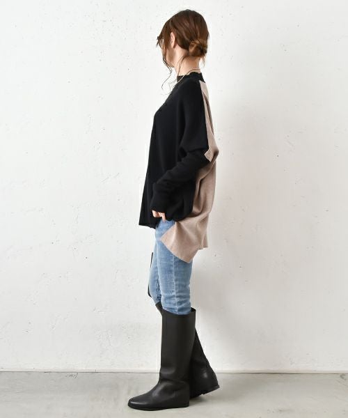 HUMS｜ドルマンバイカラーニット [[RNK-0933]][C]