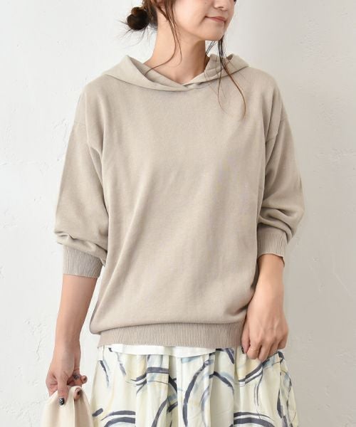 08Mab｜フード付綿麻ニット [[CF-225RT140]][C]
