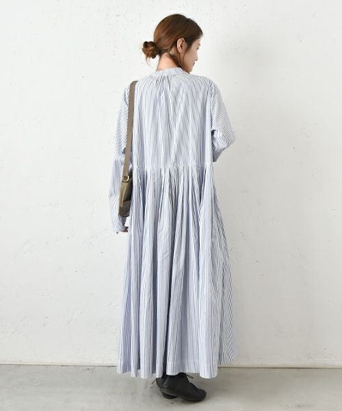 OMEKASI｜タック前開きストライプワンピース [[hag-111-3]][C]
