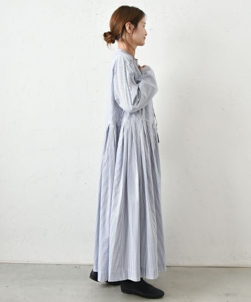 OMEKASI｜タック前開きストライプワンピース [[hag-111-3]][C]
