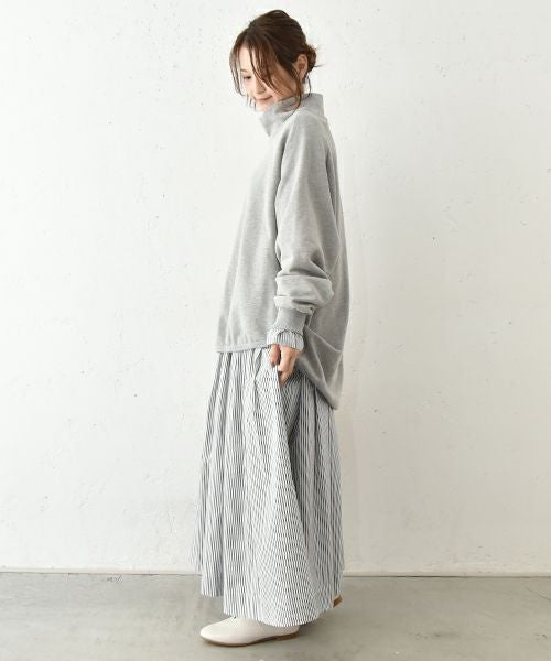 OMEKASI｜タック前開きストライプワンピース [[hag-111-3]][C]