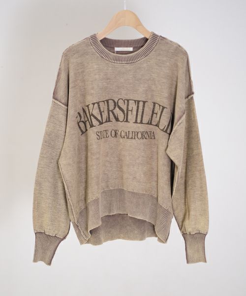 Hymn LIPA　ケミカルウォッシュクルーロゴPO　モカ