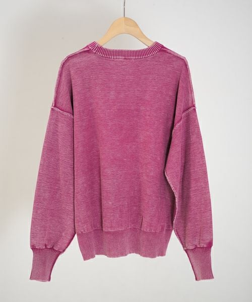 Hymn LIPA　ケミカルウォッシュクルーロゴPO　ピンク