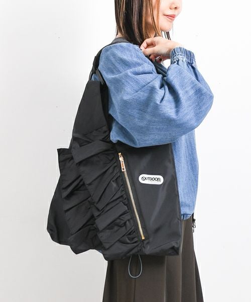 RISLEY リズレー OUTDOOR トライアングルフリルバッグ　ブラック RISLEY｜《再入荷》RISLEY×OUTDOOR トライアングルフリルバッグ