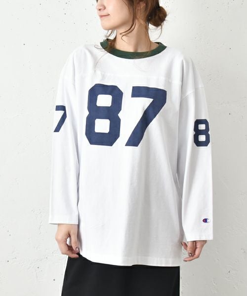 Champion｜3/4スリーブ フットボールロゴロンTシャツ [[C3-B406]][C