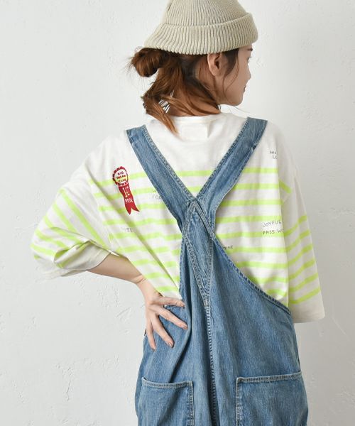DENIM&DUNGAREE｜テンジクボーダープリントTEE [[22520417]][C]