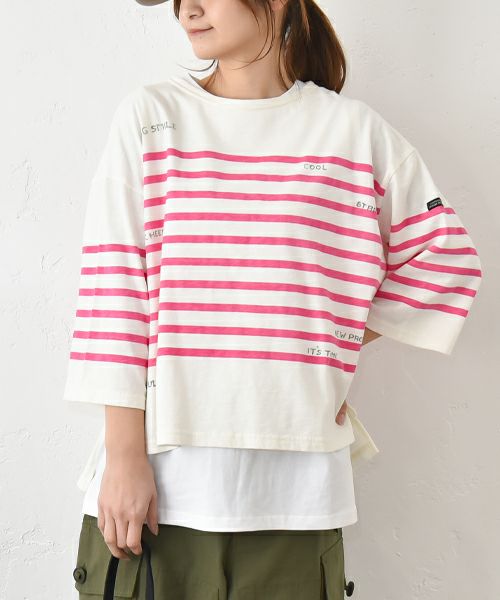 DENIM&DUNGAREE｜テンジクボーダープリントTEE [[22520417]][C]