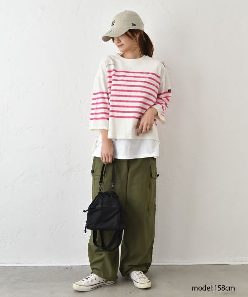 DENIM&DUNGAREE｜テンジクボーダープリントTEE [[22520417]][C]