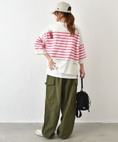 DENIM&DUNGAREE｜テンジクボーダープリントTEE [[22520417]][C]