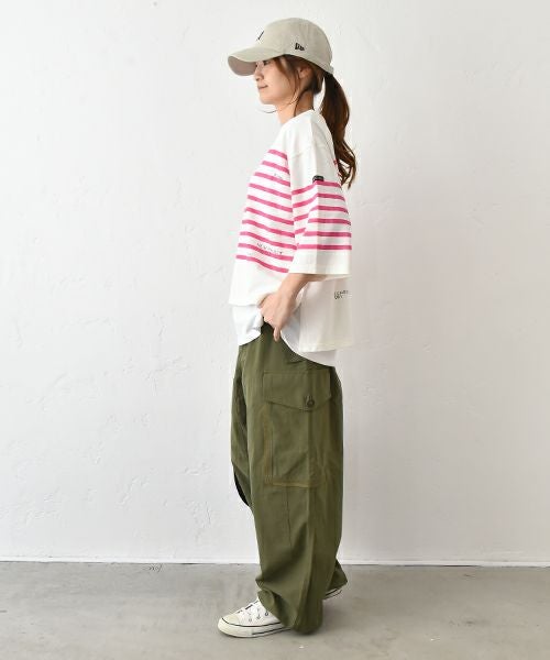 DENIM&DUNGAREE｜テンジクボーダープリントTEE [[22520417]][C]