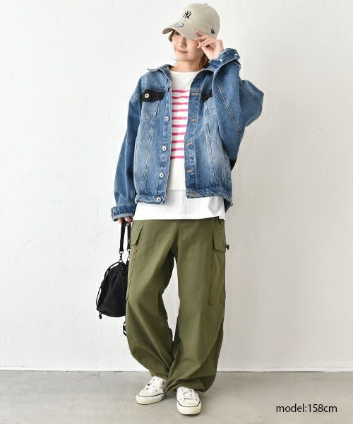 DENIM&DUNGAREE｜テンジクボーダープリントTEE [[22520417]][C]