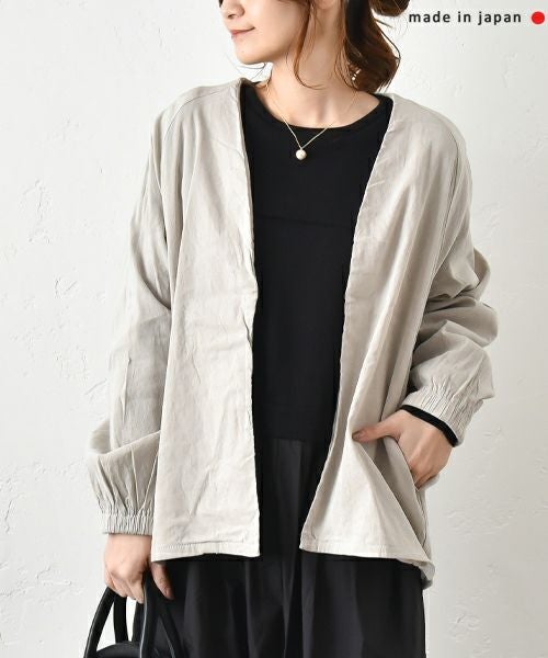 prit｜リネンレーヨンストレッチトッパーコクーンジャケット [[P91507]][C]