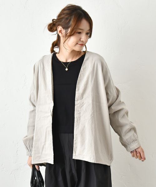 prit｜リネンレーヨンストレッチトッパーコクーンジャケット [[P91507]][C]