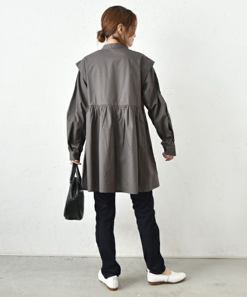 hagumu｜スタンドカラーシャツチュニック [[32120A332]][C]