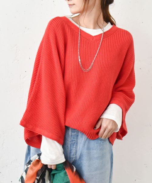 HUMS｜ポンチョ風2wayニット [[HU-PO-14]][C]