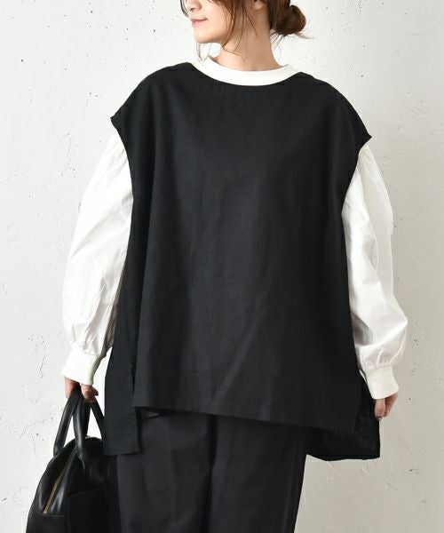 hagumu｜クルーネックロングベスト [[hag-128]][C]