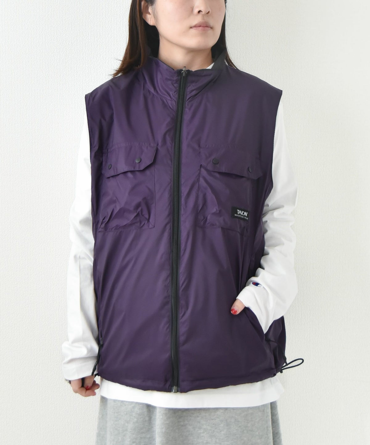 TAION｜NON DOWN MOUNTAIN REVERSIBLE W-JIP VEST [[TAION-R002WZNDMT]][D]