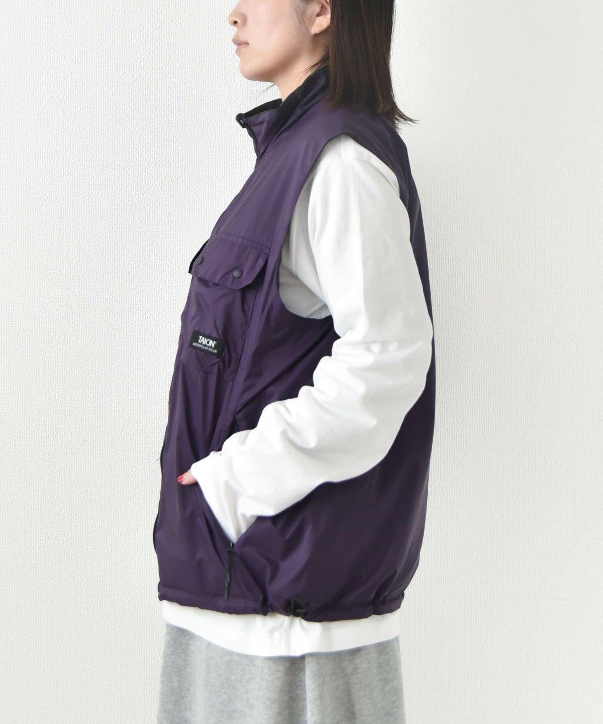 TAION｜NON DOWN MOUNTAIN REVERSIBLE W-JIP VEST [[TAION-R002WZNDMT]][D]
